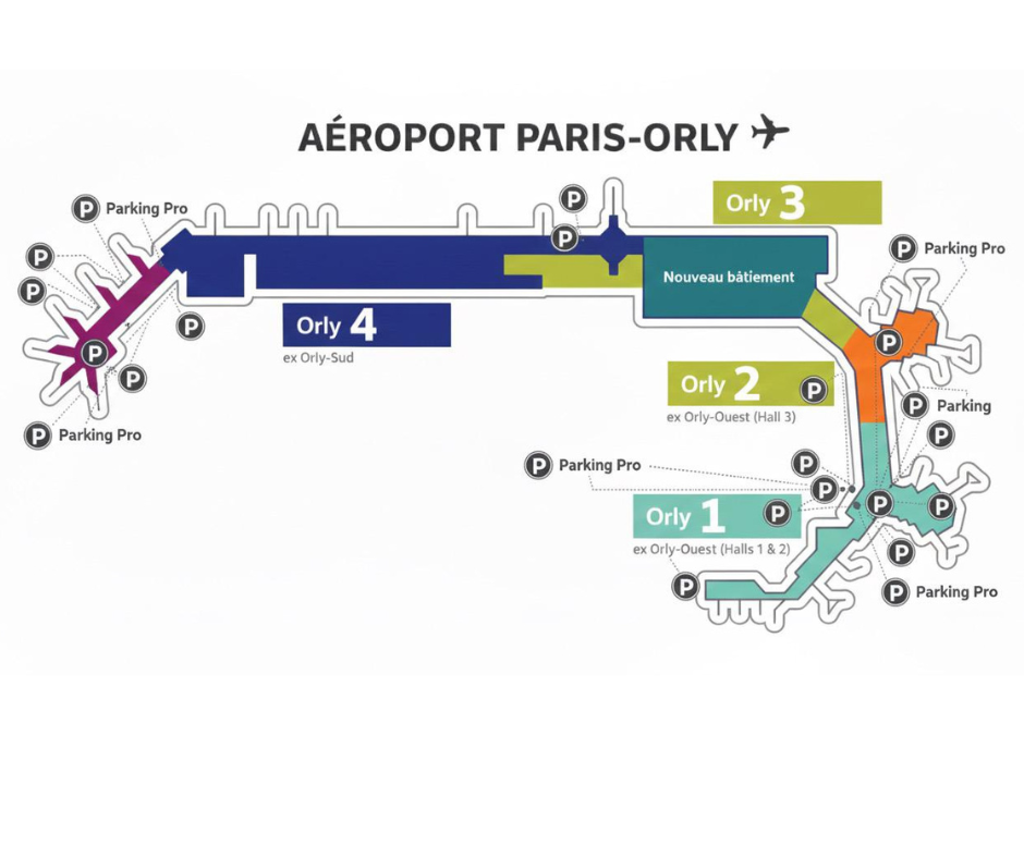 Plan aéroport Orly et terminaux
